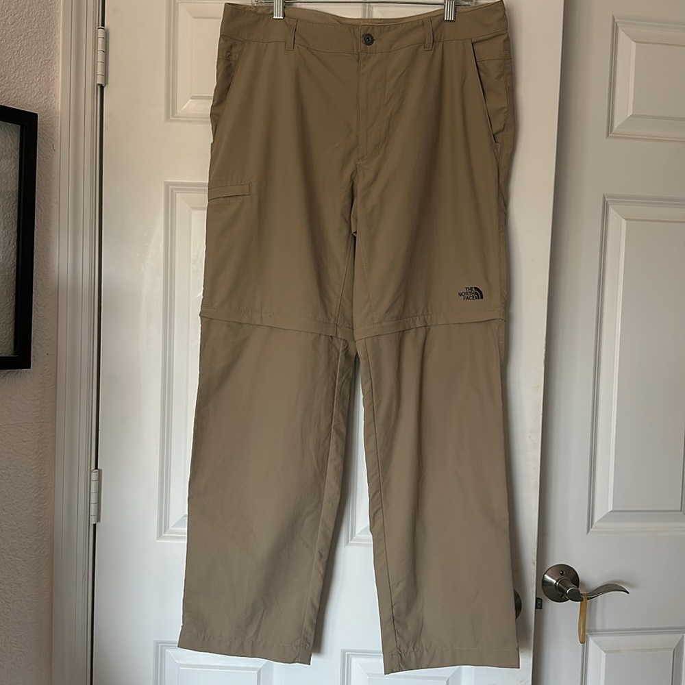 THE NORTH FACE CONVERTIBLE PANTS. Size 36. Tan. EXCELLENT USED CONDITION